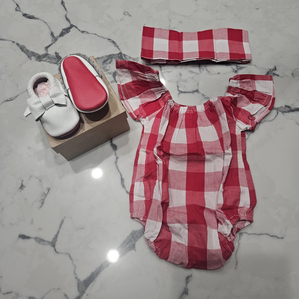 Red and White Plaid Kids Matching Set